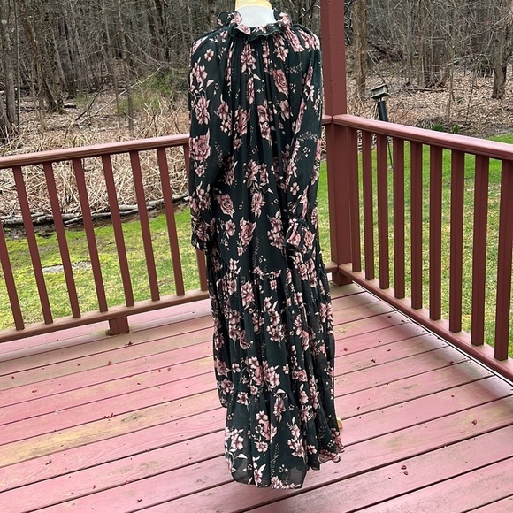 NWT! FREE PEOPLE size S forest combo feeling groovy ruffled long dress - Picture 7 of 14